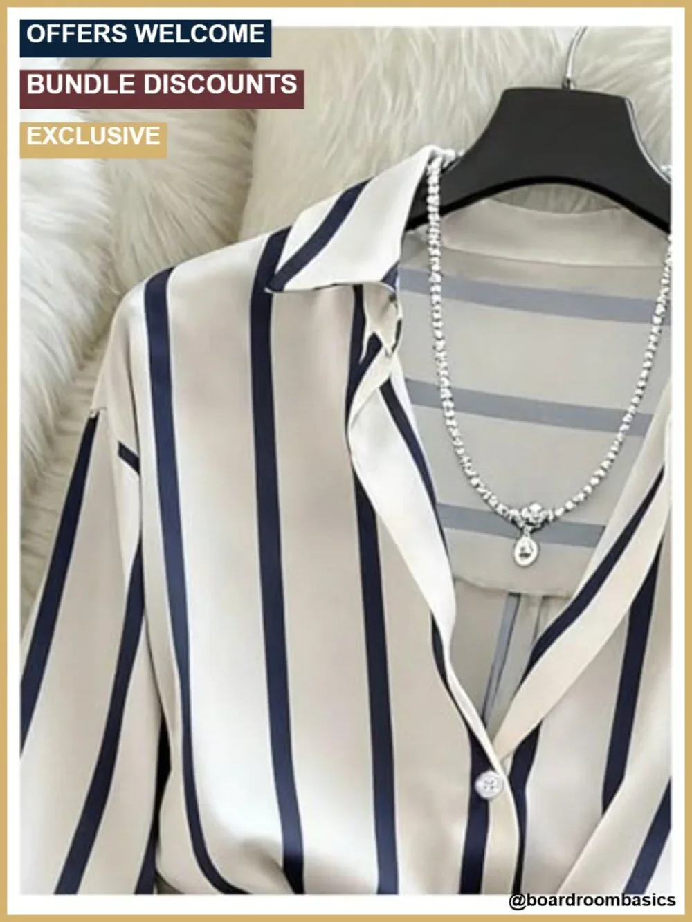 Women's 2 Piece Business Casual Outfit Striped Long Sleeve Button Down Blouse